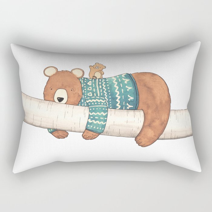 Tired Bear, Cute Cub Rectangular Pillow