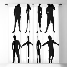 Set of 12 sexy men silhouettes on white background Blackout Curtain