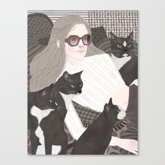 Hey there kitty! GREY Canvas Print