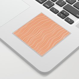White Wave Lines on Light Salmon Background Sticker