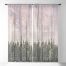 Night Sky Forest Sheer Curtain