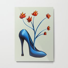 High Heel Shoe With Flowers Surreal Art Metal Print | Heels, Surreal, Illustration, Funny, Fashion, Stilleto, Shoe, Weird, Painting, Fun 