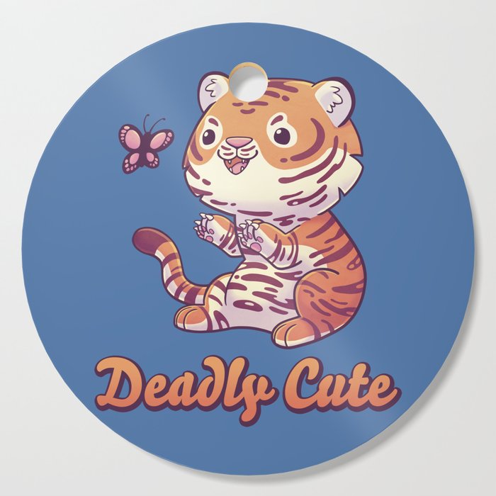 Deadly Cute Tiger // Kawaii, Big Cat, Animals Cutting Board