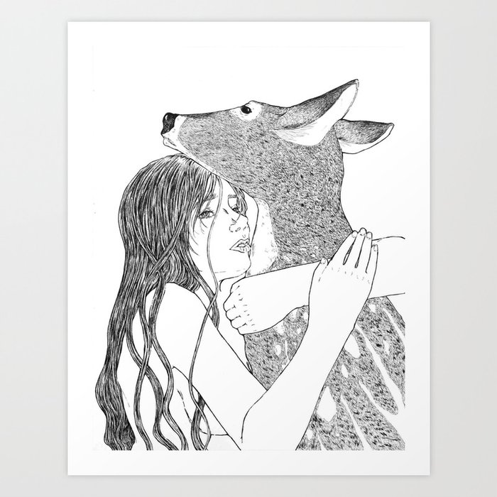 Hold On to What is Deer B&W Art Print