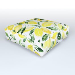 So luscious lemons || watercolor Outdoor Floor Cushion