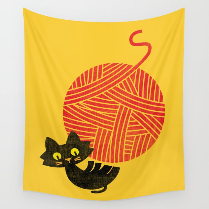 Fitz - Happiness (cat and yarn) Wall Tapestry