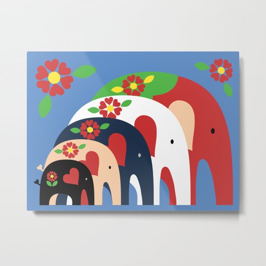 Dala Elephants Metal Print