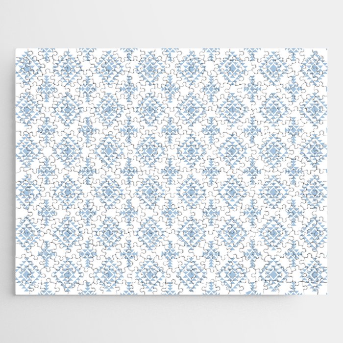 Pale Blue Native American Tribal Pattern Jigsaw Puzzle