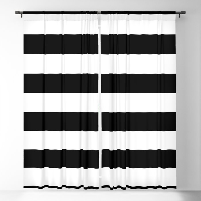 Stripe Black And White Horizontal Line Bold Minimalist Cabana Stripes Lines Drawing Blackout Curtain