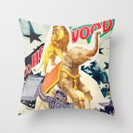 Going To Hollywood Fun Old Film and Movie Collage Throw Pillow