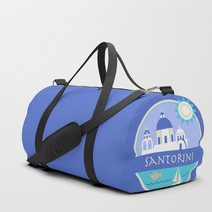 Santorini Greece Badge Duffle Bag