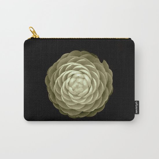 cream camelia on black background Carry-All Pouch