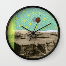 Saluti Dal Futuro 045 Wall Clock | Retrocollage, Fluorescentyellow, Vintagecollage, Colalgeart, Green, Greenyellowart, Neonyellow, Retroart, Collage, Fluoyellow 