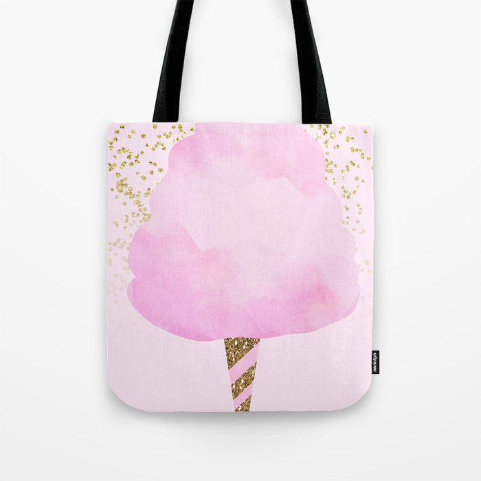 Pink Gold Glitter Cotton Candy Tote Bag by Christyne Society6