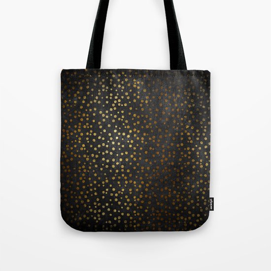 Gold polkadots dots on black backround-Elegant and Luxury Design Tote Bag