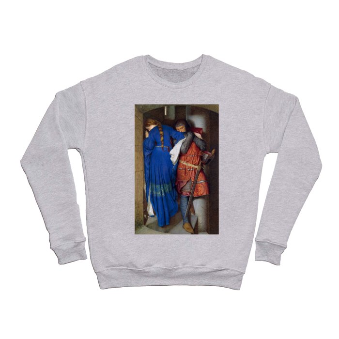 Hellelil and Hildebrand, the Meeting on the Turret Stairs, 1864 by Frederic William Burton Crewneck Sweatshirt