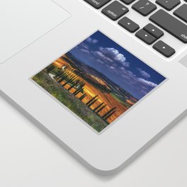Cypress trees and meadow with typical tuscan house Sticker