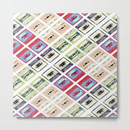 1980s hip hop pop culture colorful pattern cassette tape Metal Print | Colorful, Funny, Musical, Oldfashioned, 80Sfashion, 1980S, Cassettetape, Urban, Popculture, Disco 