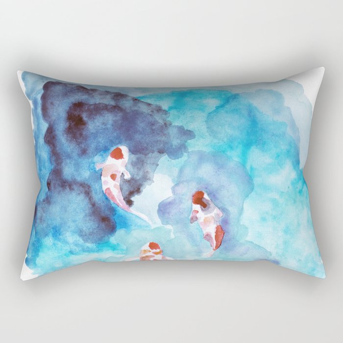 Koi Fish Watercolor Rectangular Pillow