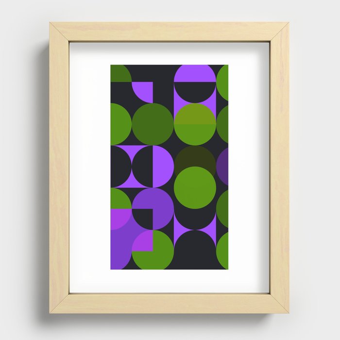 Soft Purple and Green Geometric Patterns  Recessed Framed Print
