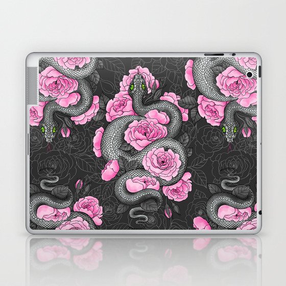 Snakes and pink roses Laptop & iPad Skin