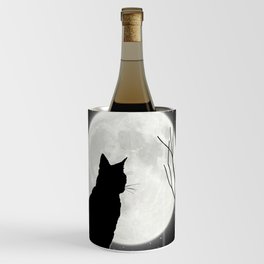 Silent Night Cat and full moon Wine Chiller