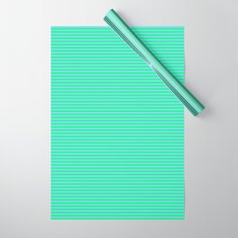 [ Thumbnail: Green and Light Sky Blue Colored Stripes/Lines Pattern Wrapping Paper ]