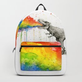 T-Rex Dinosaur Vomits Rainbow Backpack | Rainbowvomit, Funny, Illustration, Graphic Design, Puke, Vomit, Ink, Painting, Watercolor, Dino 