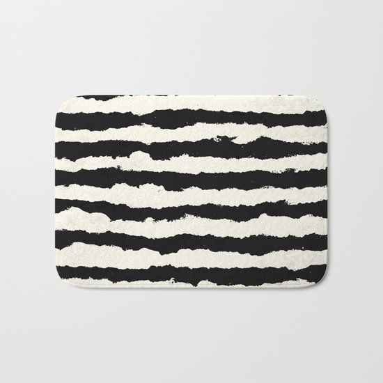 Tribal Stripes Black on Cream Bath Mat