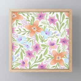 Flower Pattern Framed Mini Art Print