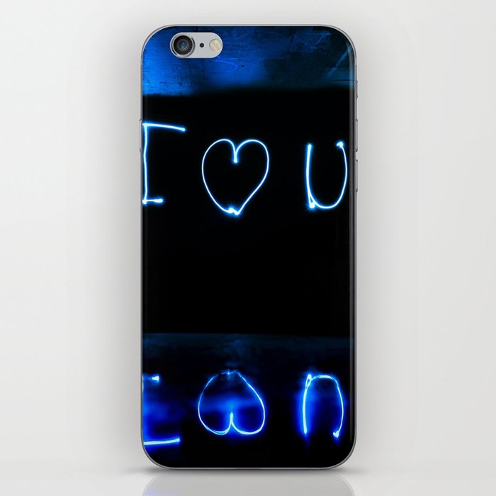 I Love You Reflex I Heart U Black And Blue Picture Handmade Write iPhone Skin