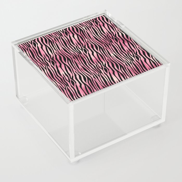 Pink Black Tiger Stripes Pattern Acrylic Box