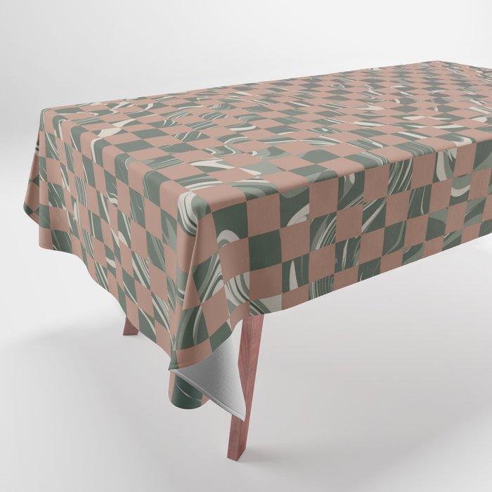 Brown checker liquify Tablecloth