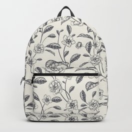 Minimalist Floral Lineart Flowers and Leaves Backpack