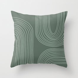 Hand drawn Geometric Lines in Forest Green 3 Throw Pillow