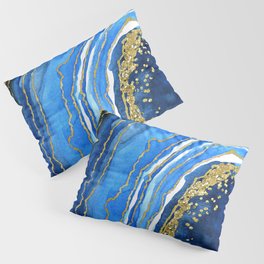 Cobalt blue and gold geode in watercolor (2) Pillow Sham