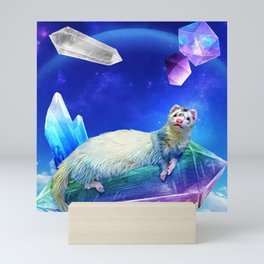 Ferret in the Sky with Crystals Mini Art Print
