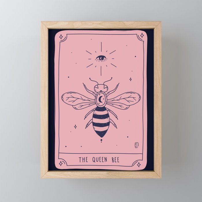Tarot Card | The Queen Bee Pink Framed Mini Art Print