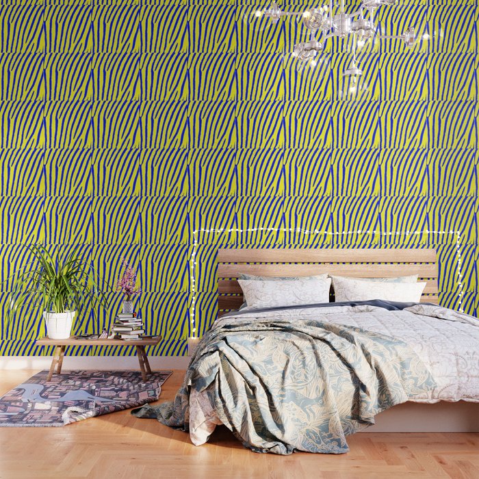 Zebra Print (Yellow & Blue) Wallpaper