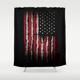 Red & white Grunge American flag Shower Curtain