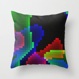 Neon Game Throw Pillow | Square, Pixel, Reflect, Multicolor, Gamer, Polygon, Shape, Graphicdesign, Illustration, Light 