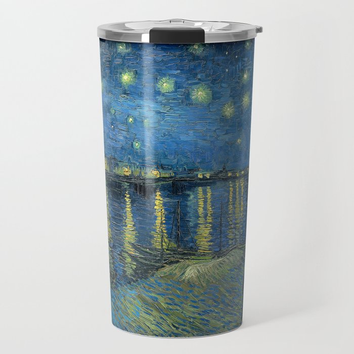 Van Gogh, Starry Night Over The Rhone Artwork Reproduction, Posters, Tshirts, Prints, Bags, Men, Wom Travel Mug