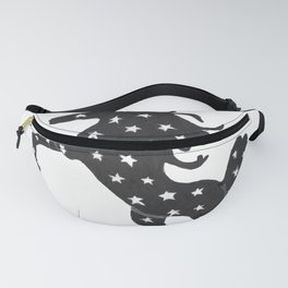 Unicorn Power Black Silhouette of a Unicorn with White Stars Fanny Pack