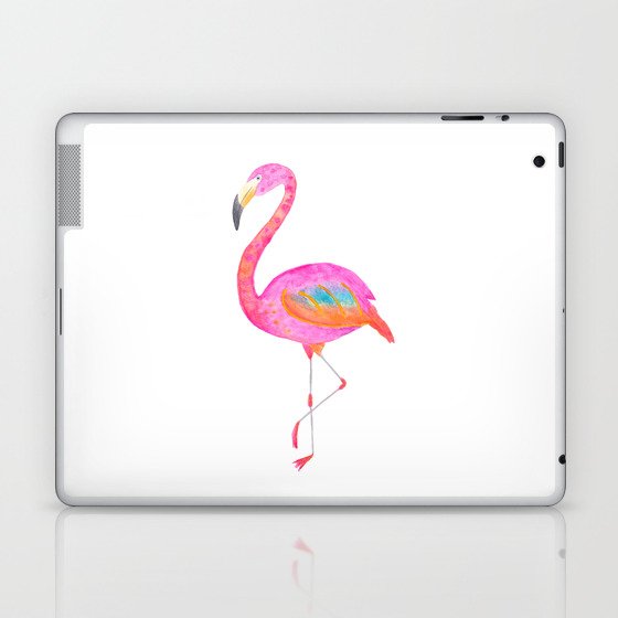 Flamboyant flamingo - bright watercolour painting Laptop & iPad Skin