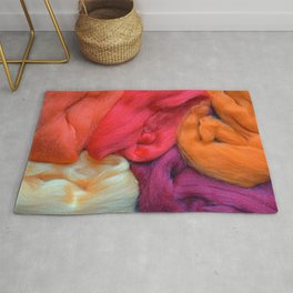 Orange, Red And Purple Wool Yarns Rug | Textile, Red, Wool, Thread, Fluffy, Felting, Vivid, Purple, Orange, Colorful 
