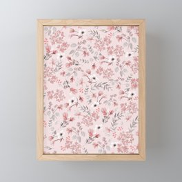 Romantic Floral Pink Pattern  Framed Mini Art Print