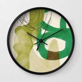 relations in green boho lines & shapes 3 Wall Clock