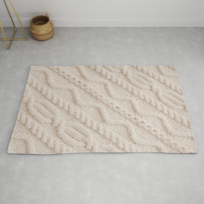 Beige Cableknit Sweater Rug By Vintageappeal623 Society6