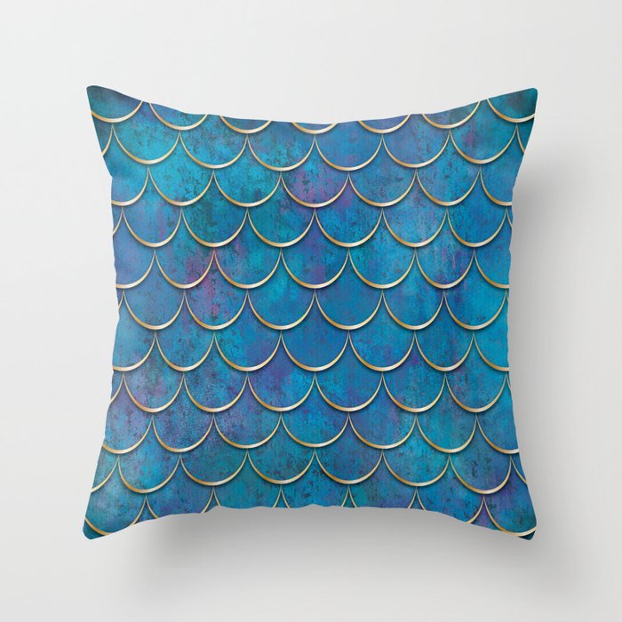 Mermaid Scales Pattern Throw Pillow