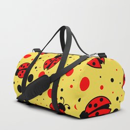 Black and Red Ladybugs Easter Pattern on Sunshine Yellow Duffle Bag
